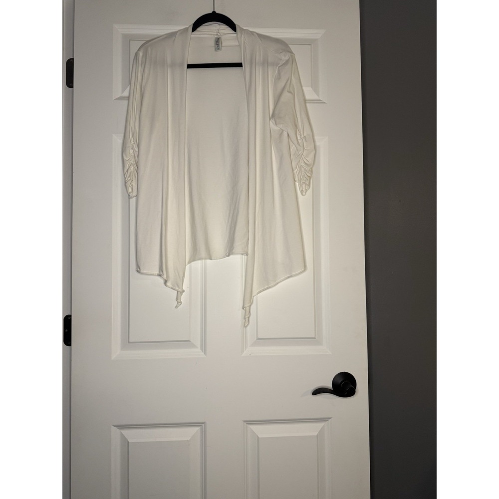 Soybu 3/4 Sleeve Open Front Cardigan White Medium